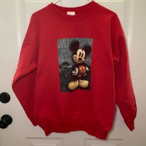 Vintage Disney Store Red Mickey Mouse Sweatshirt Adult Medium